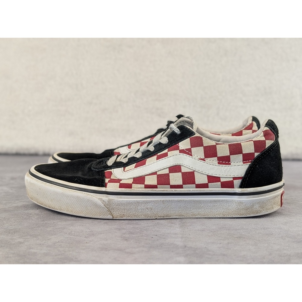Vans Ward Low Top Checkerboard Sneakers Red Black White Women 7.5 500714
